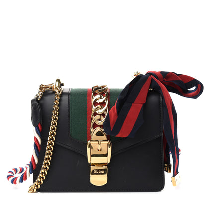 Gucci Calfskin Mini Sylvie Chain Shoulder Bag Black 1 of 11