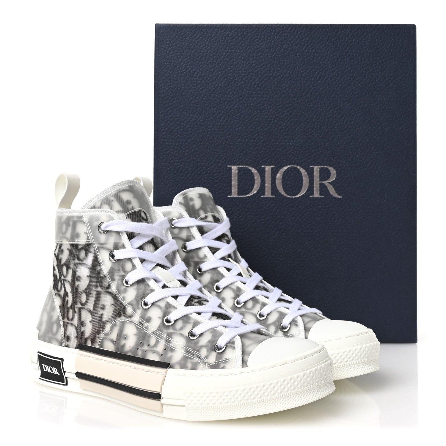 Christian Dior Technical Canvas Oblique B23 High Top Sneakers 41 White Black 8 of 8