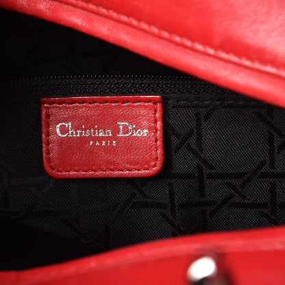Christian Dior Lambskin Cannage Studded Large Lady Dior Red 6 of 13