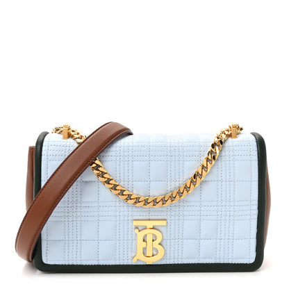 Burberry Lambskin Quilted Small Lola Bag Pale Blue Green Brown 1 of 10