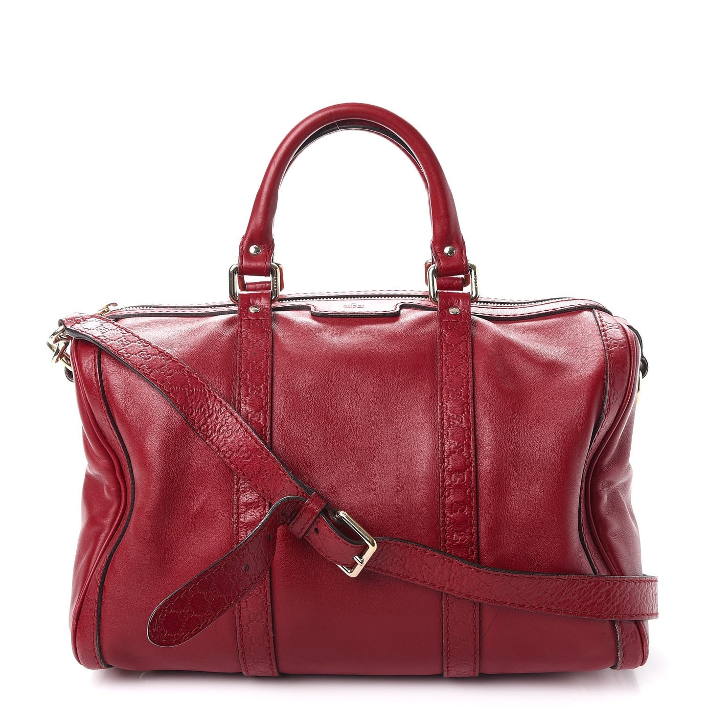 Calfskin Microguccissima Trim Medium Boston Raspberry Red