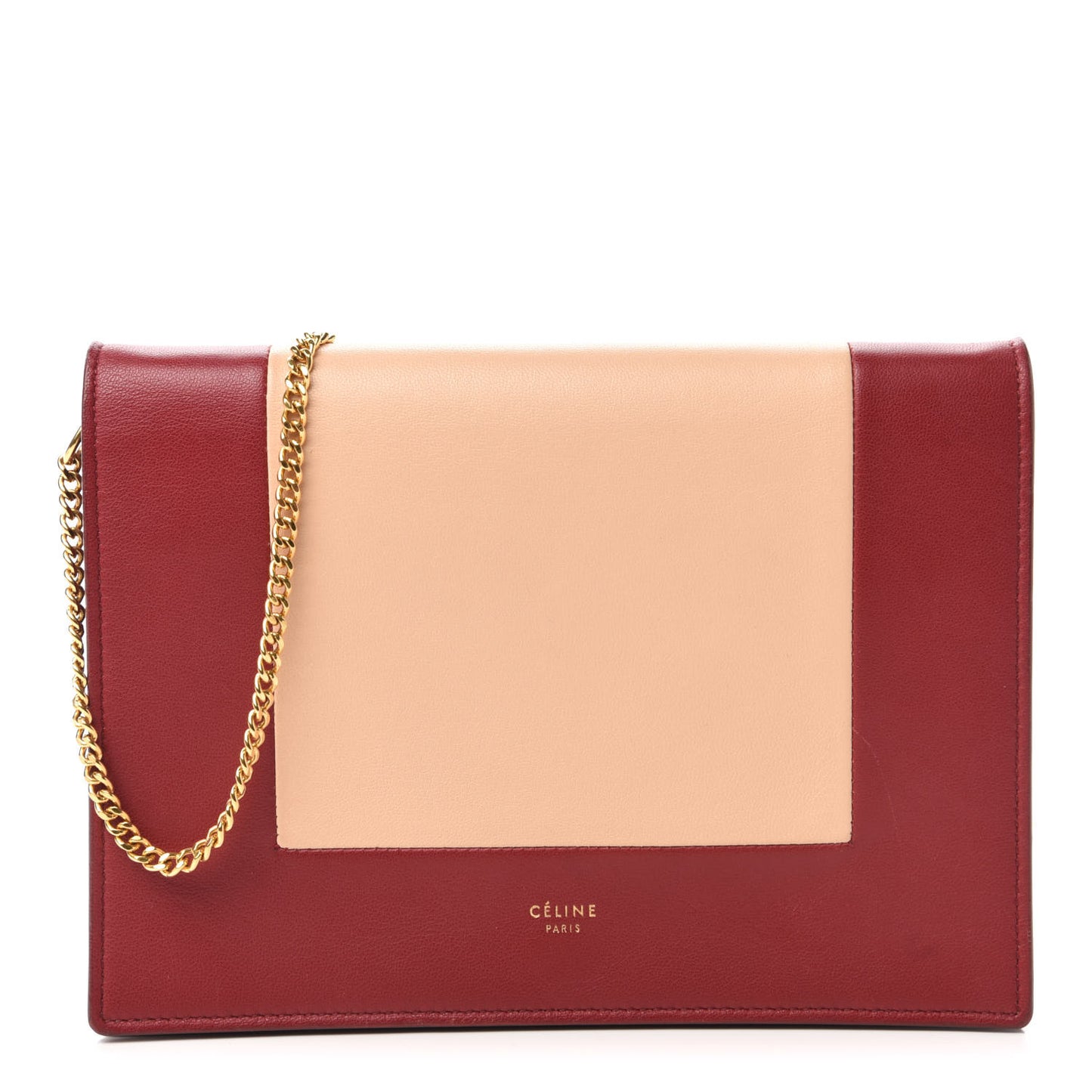 Smooth Lambskin Frame Evening Chain Clutch Ruby Nude
