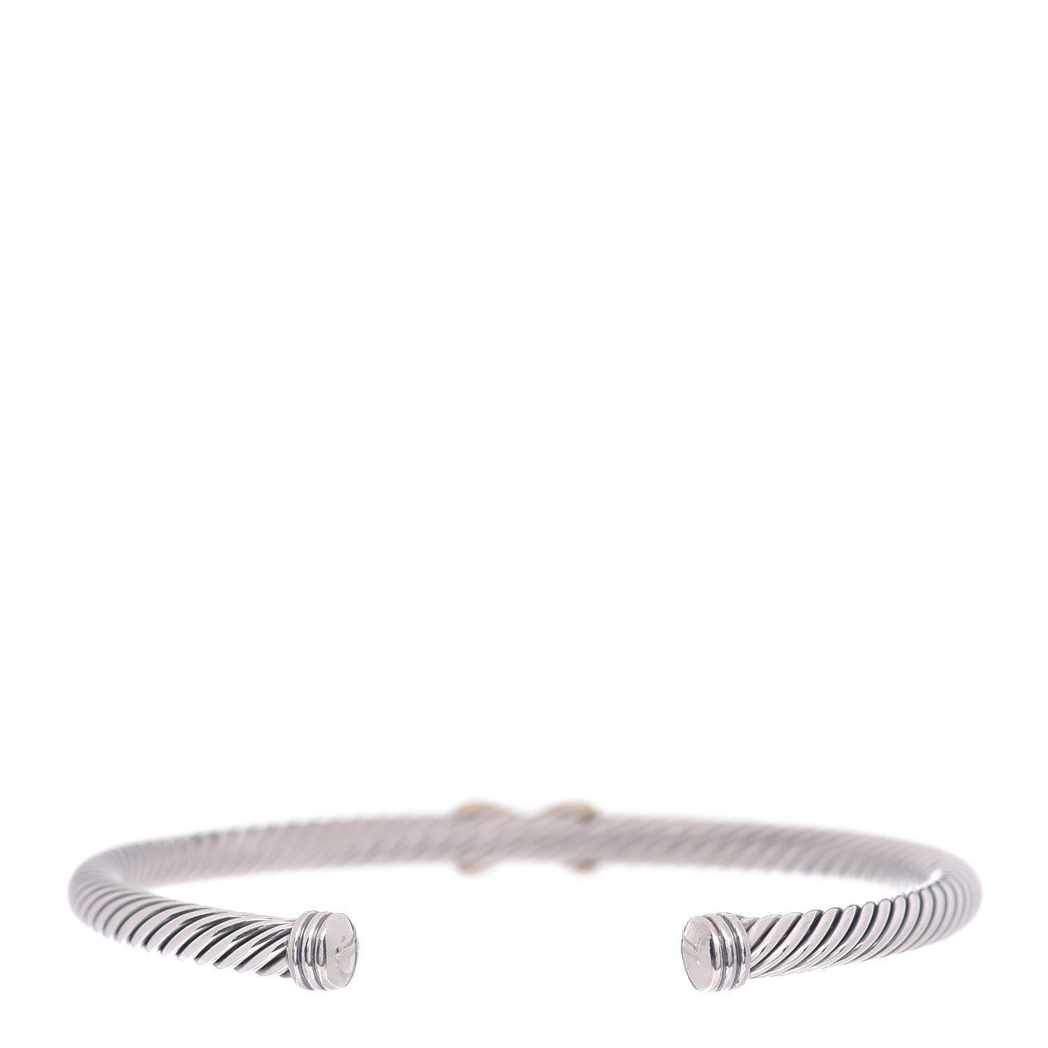 David Yurman Sterling Silver 18K Yellow Gold 4mm X Station Cable Bracelet 3 of 4