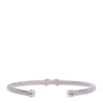 David Yurman Sterling Silver 18K Yellow Gold 4mm X Station Cable Bracelet 3 of 4