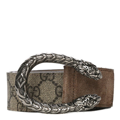 Gucci GG Supreme Monogram Suede Dionysus 40mm Belt 95 38 Beige Taupe 1 of 11