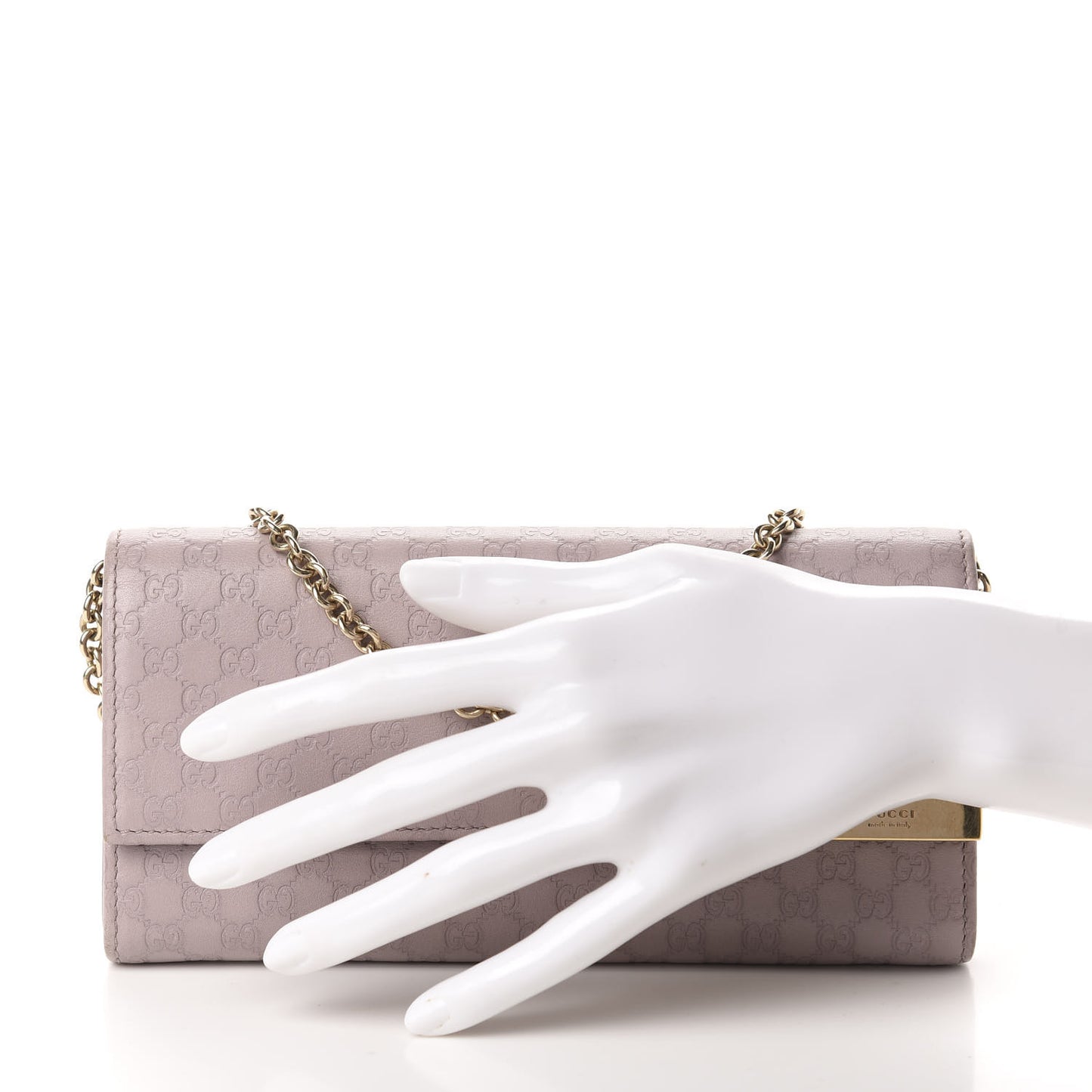 Soft Microguccissima Dice Chain Wallet Mauve