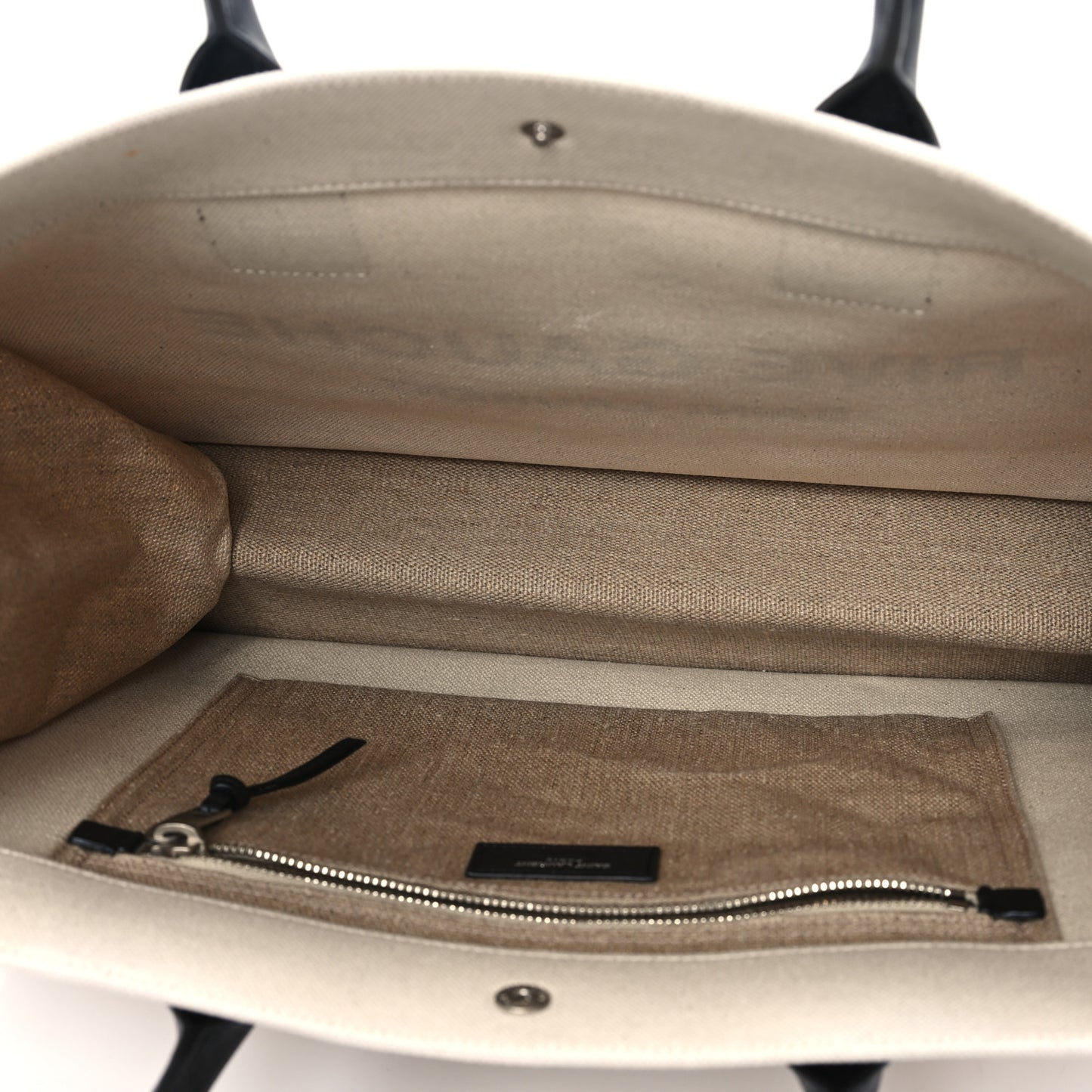 Linen Calfskin Small Rive Gauche Tote Greggio Natural