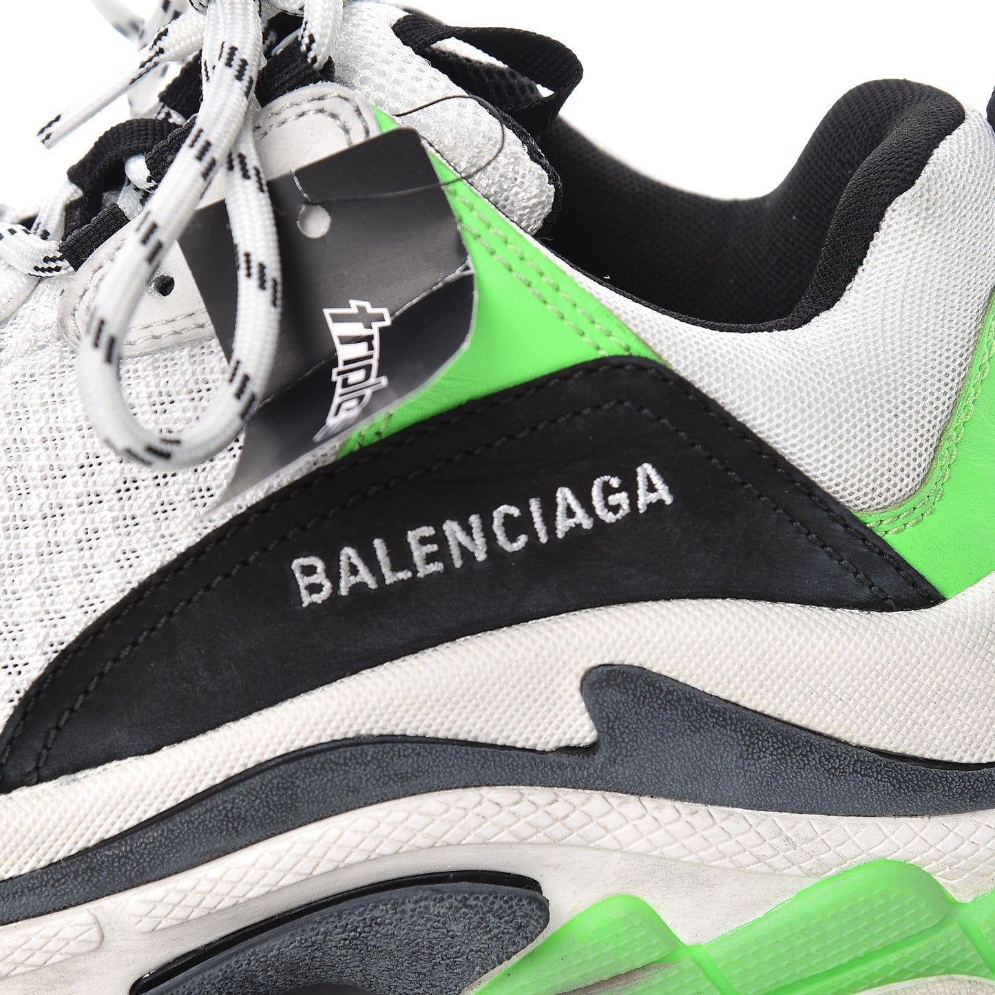 Fabric Mesh Womens Triple S Sneakers 39 White Green Fluo Black