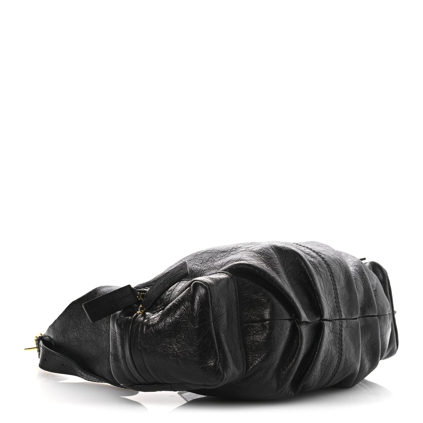 Crinkled Calfskin Large Grand Tour Multipocket Bag Black