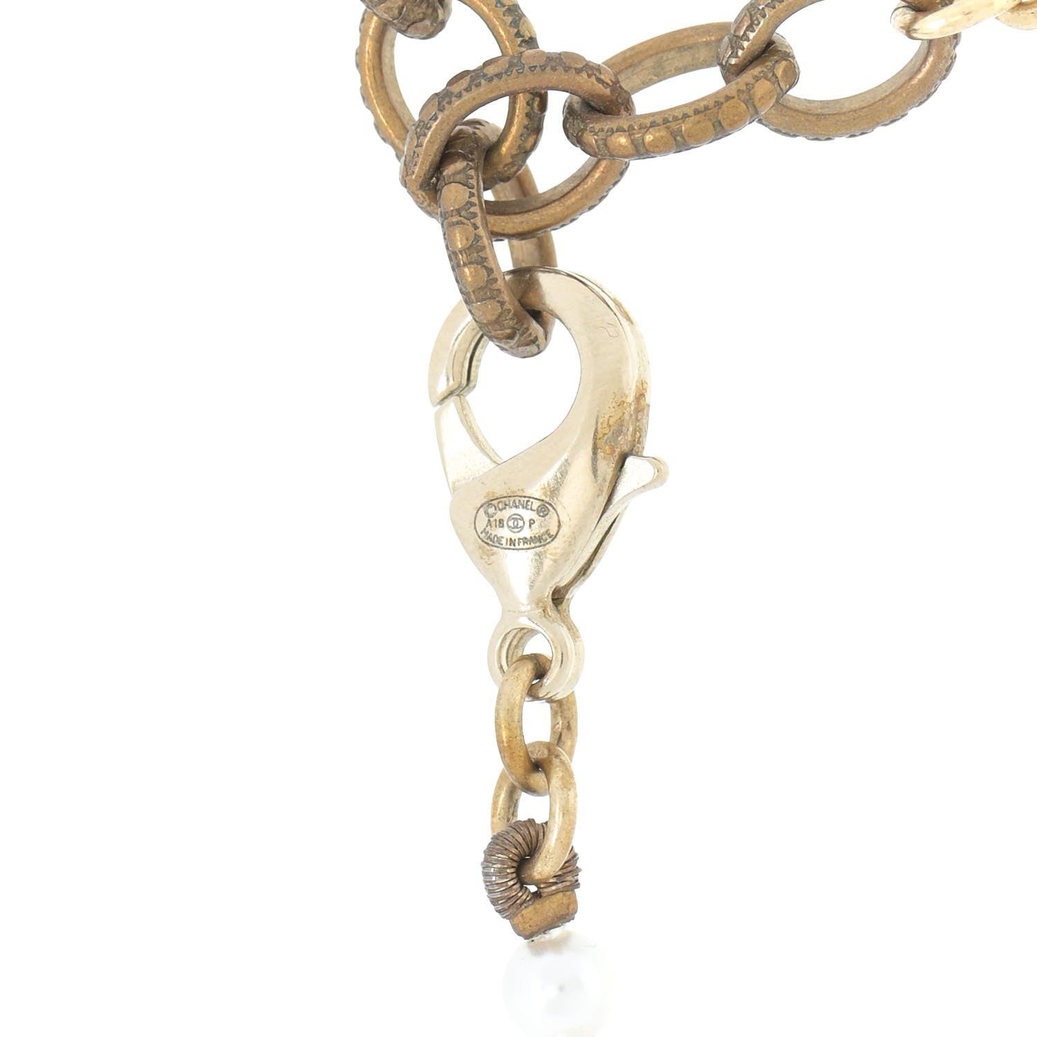 Chanel Pearl Crystal Camellia CC Necklace Gold 6 of 6