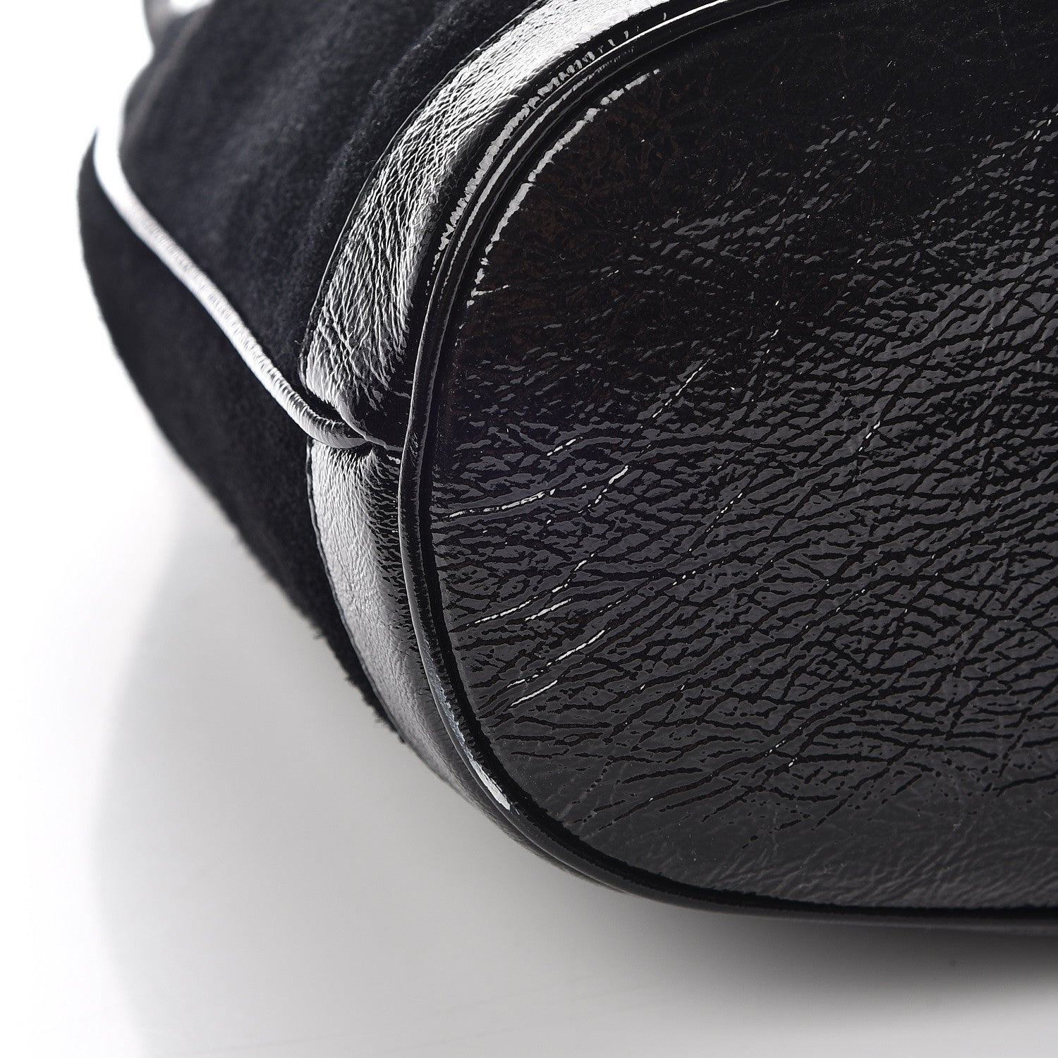 Gucci Suede Patent Web Medium Rajah Bucket Bag Black 5 of 16