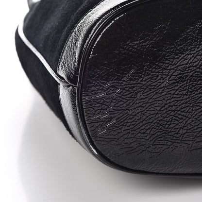 Gucci Suede Patent Web Medium Rajah Bucket Bag Black 5 of 16