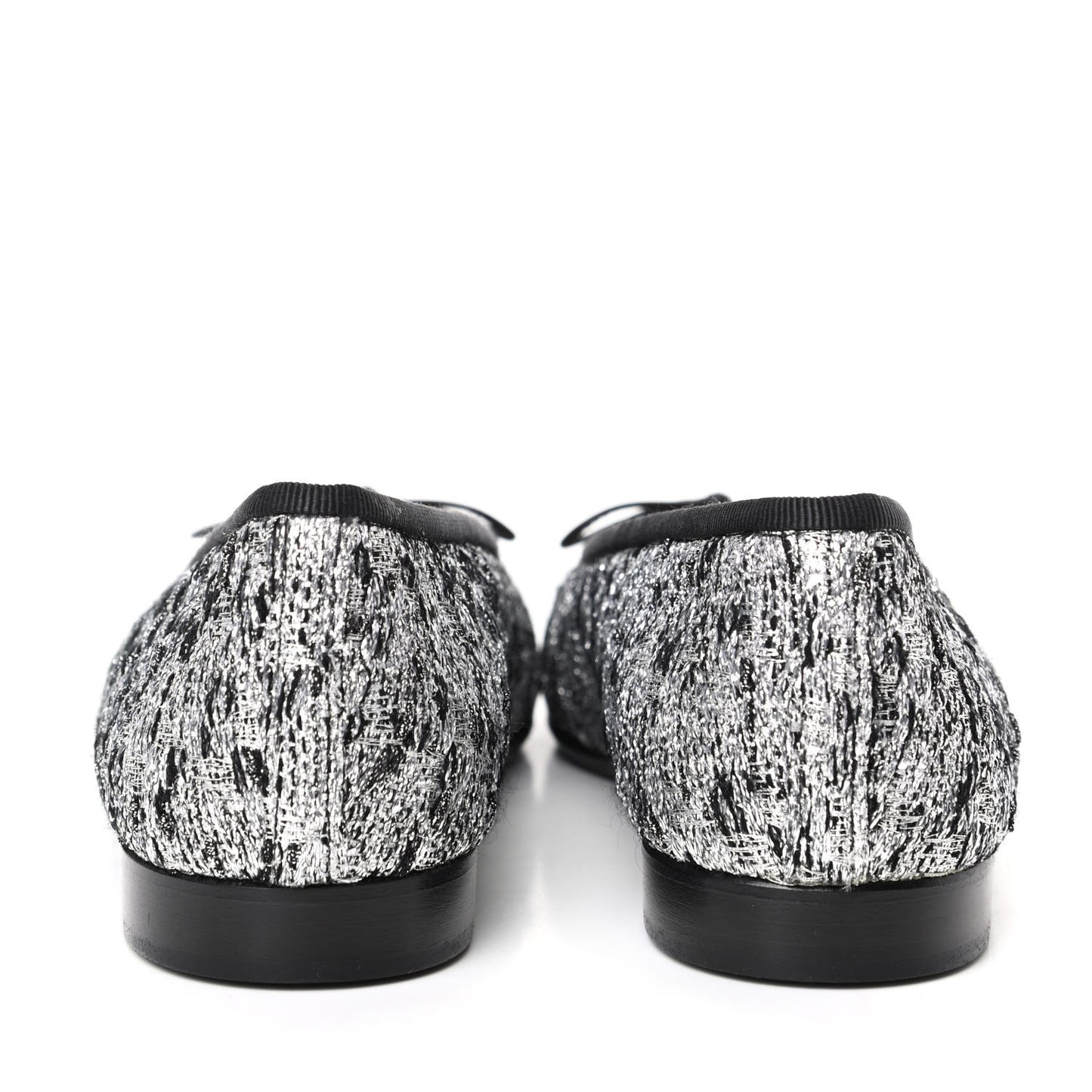 Tweed Sequin Cap Toe Ballerina Flats 36.5 Black Blue