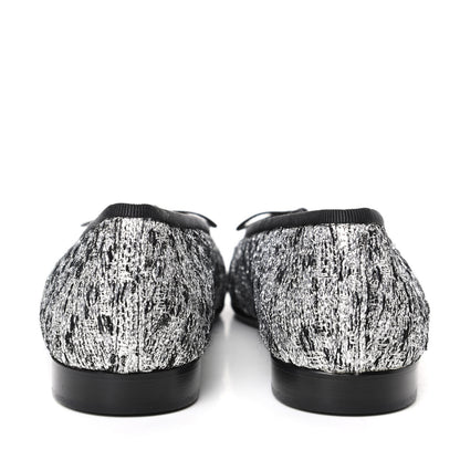 Chanel Tweed Sequin Cap Toe Ballerina Flats 36.5 Black Blue 7 of 11