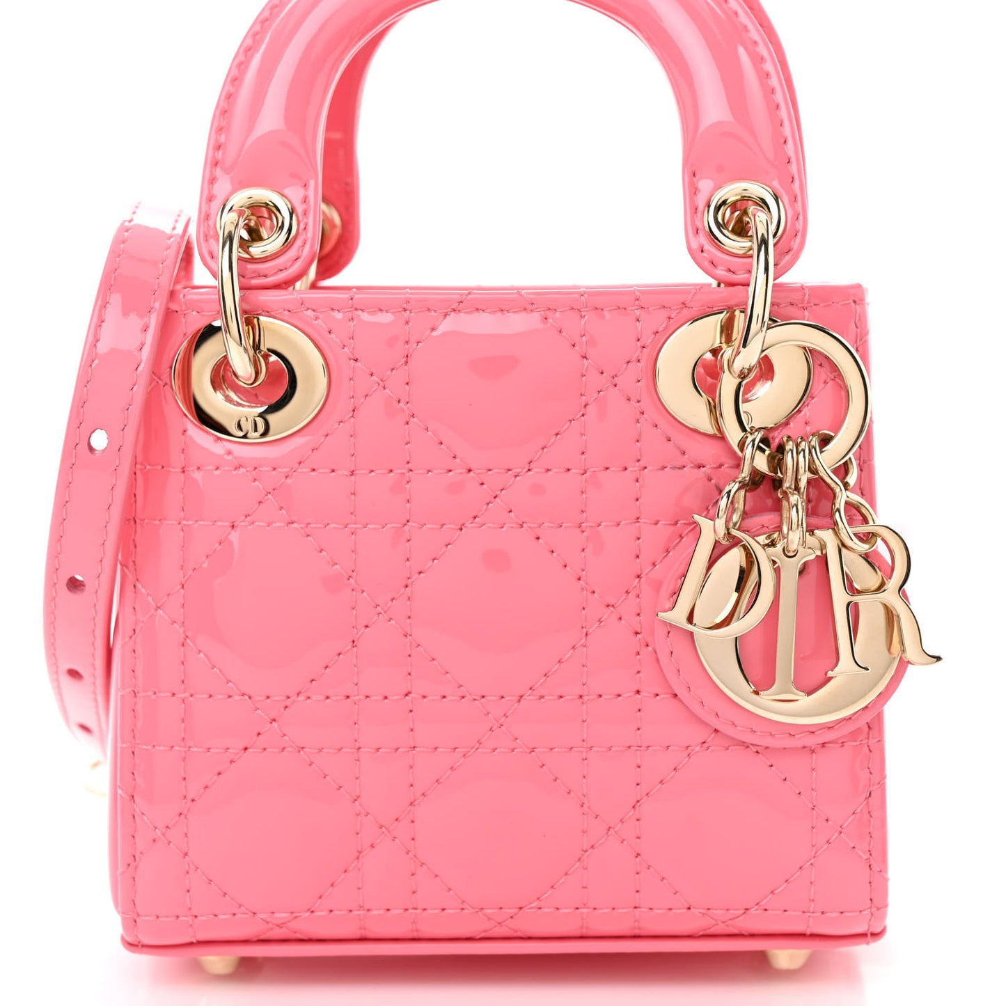 Patent Cannage Micro Lady Dior Peony Pink