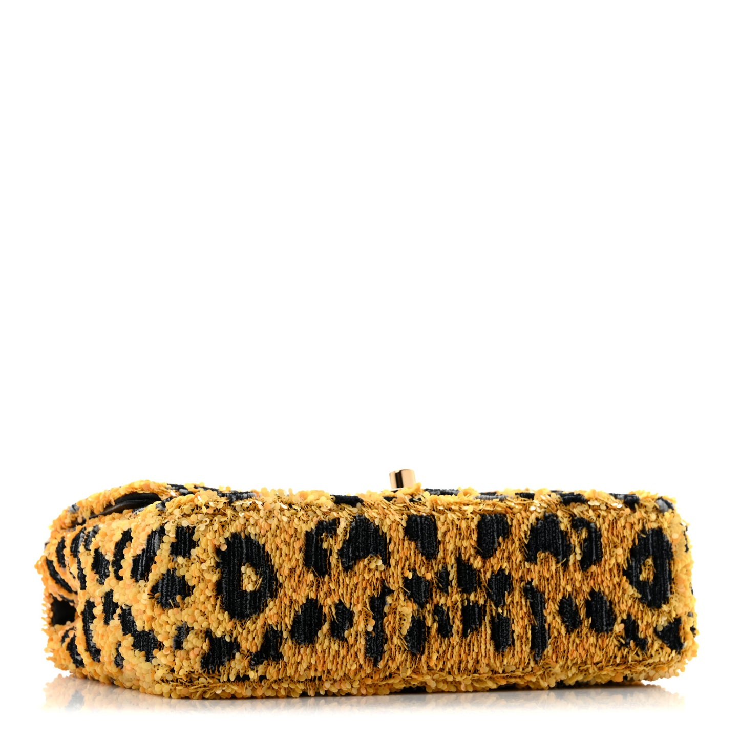Sequin Mixed Fibers Leopard Print Mini Rectangular Flap Black Orange