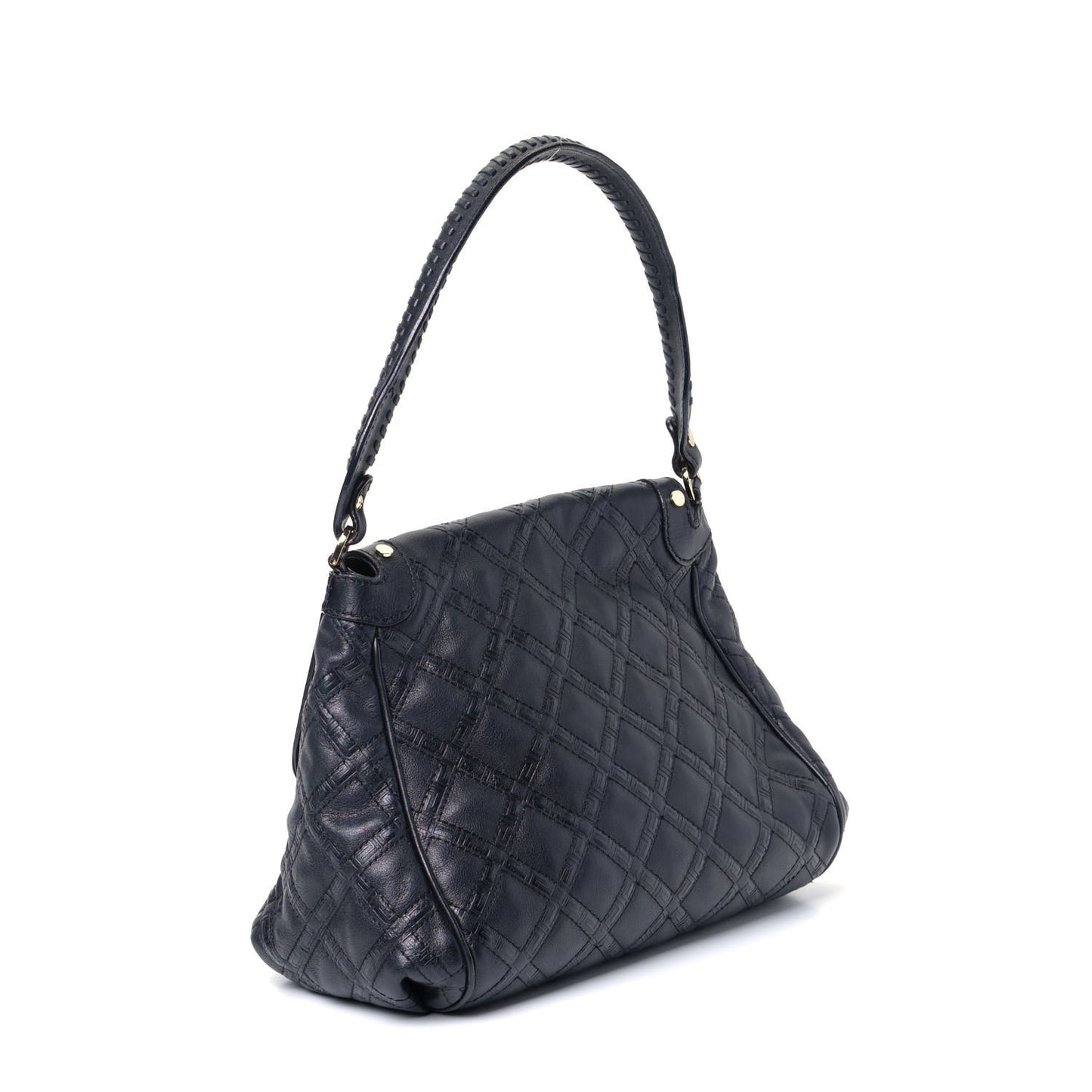 Calfskin Greca Argyle Embossed Medusa Shoulder Bag Black