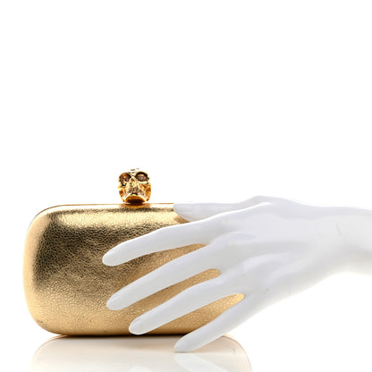Alexander McQueen Metallic Nappa Skull Box Clutch Gold 2 of 11