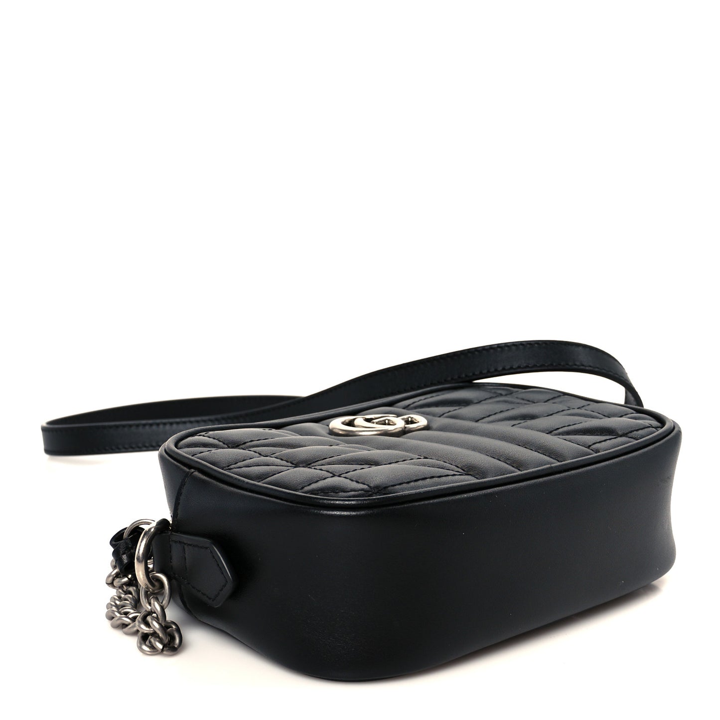 Calfskin Matelasse Aria Mini GG Marmont Chain Shoulder Bag Black