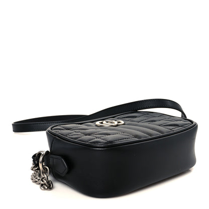 Gucci Calfskin Matelasse Aria Mini GG Marmont Chain Shoulder Bag Black 4 of 10