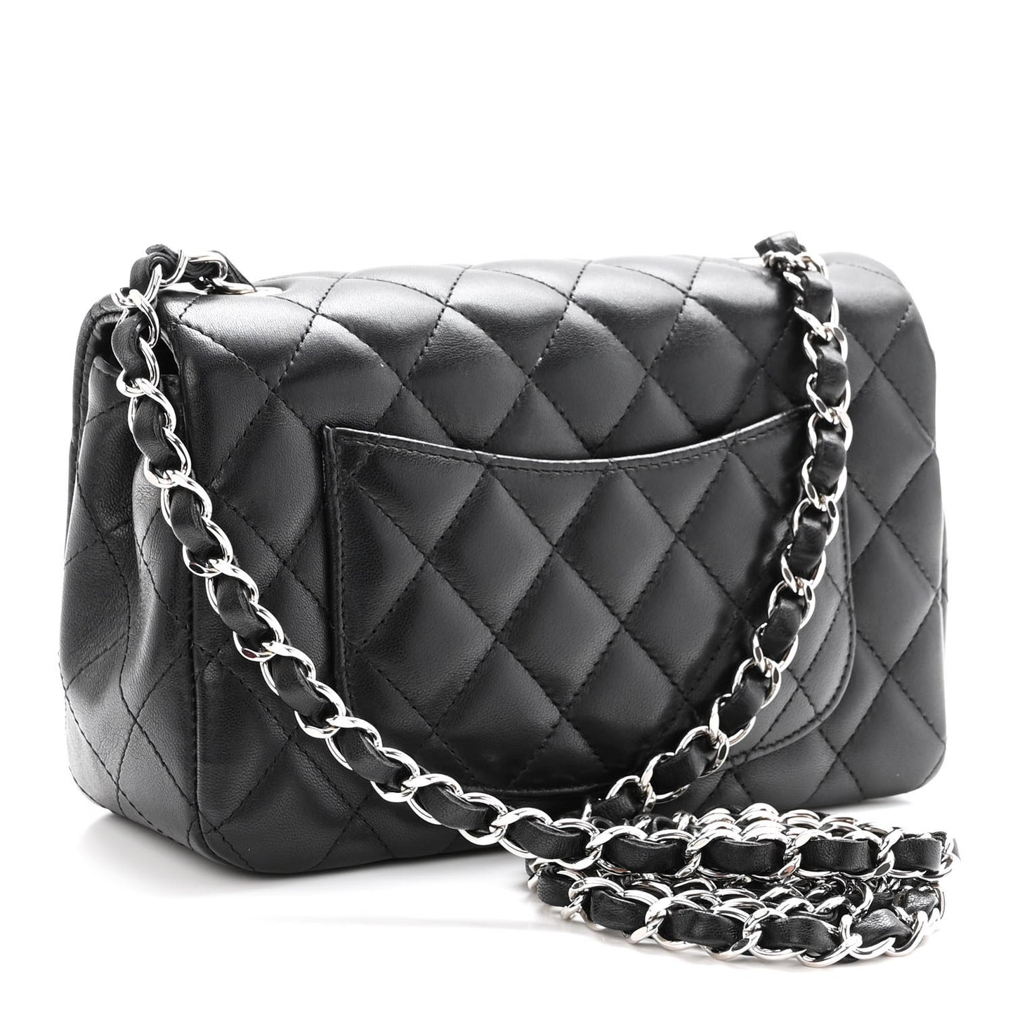 Lambskin Quilted Mini Rectangular Flap Black