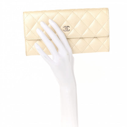 Chanel Pearly Caviar Quilted Large Gusset Flap Wallet Ivory 2 of 12