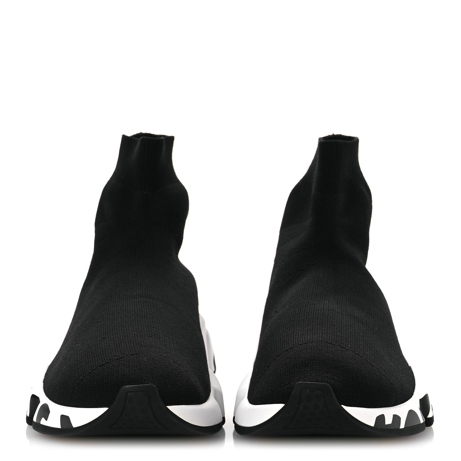 Balenciaga Neoprene Knit Womens Speed Graffiti Sneakers 40 Black White 3 of 12