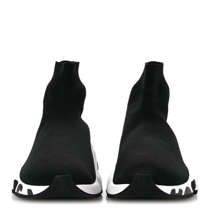 Balenciaga Neoprene Knit Womens Speed Graffiti Sneakers 40 Black White 3 of 12