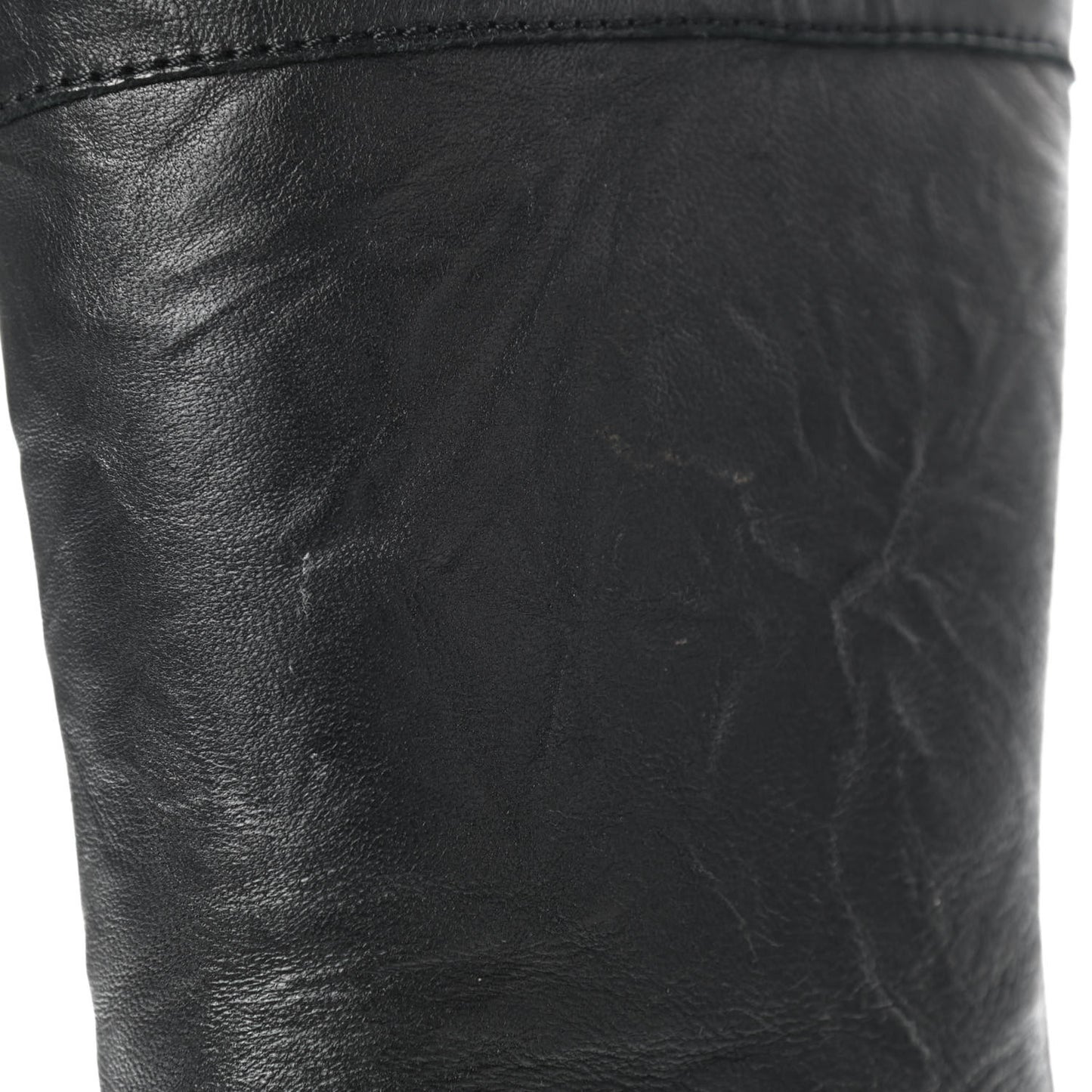 Lambskin Rabbit Fur Biker Boots 37.5 Black