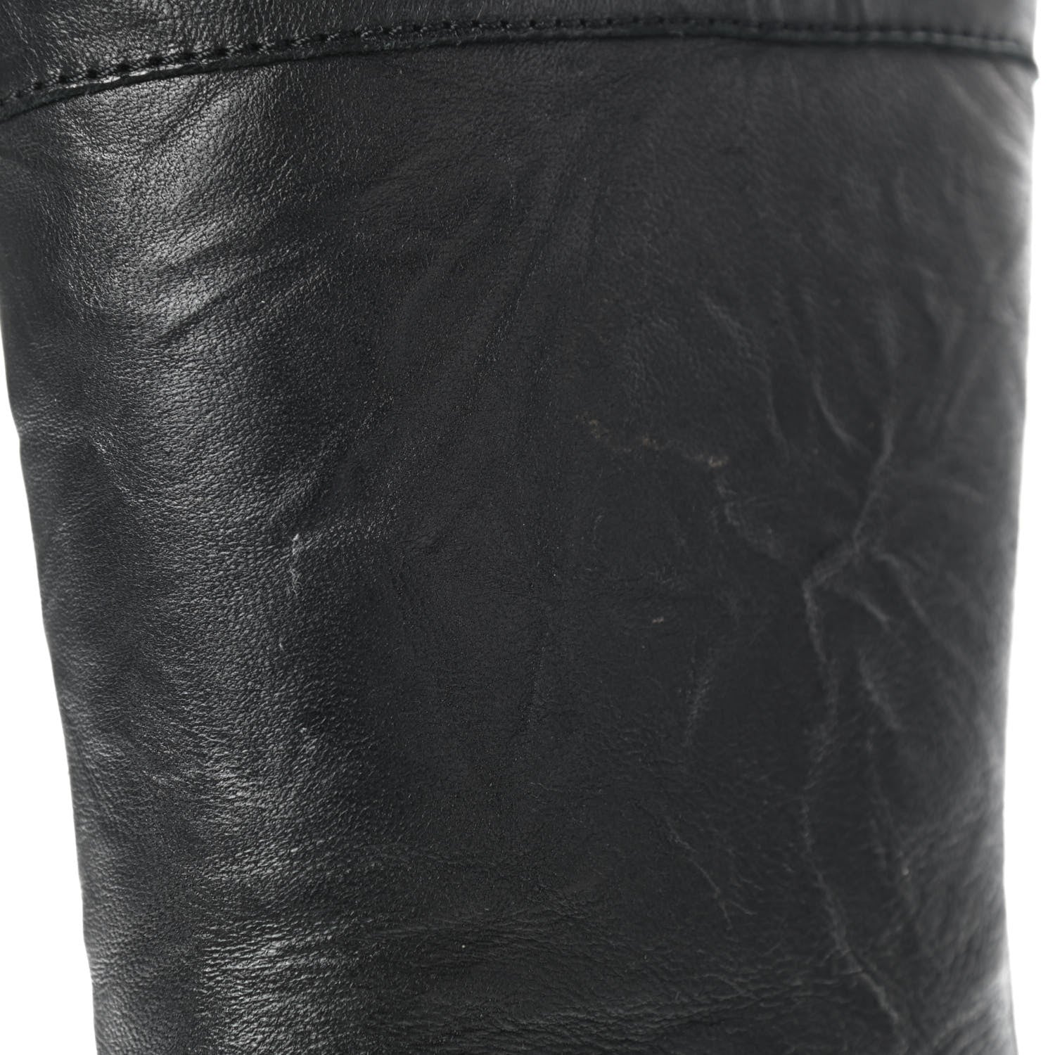 Jimmy Choo Lambskin Rabbit Fur Biker Boots 37.5 Black 7 of 11