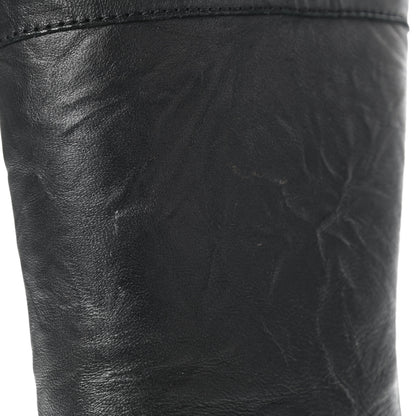 Jimmy Choo Lambskin Rabbit Fur Biker Boots 37.5 Black 7 of 11