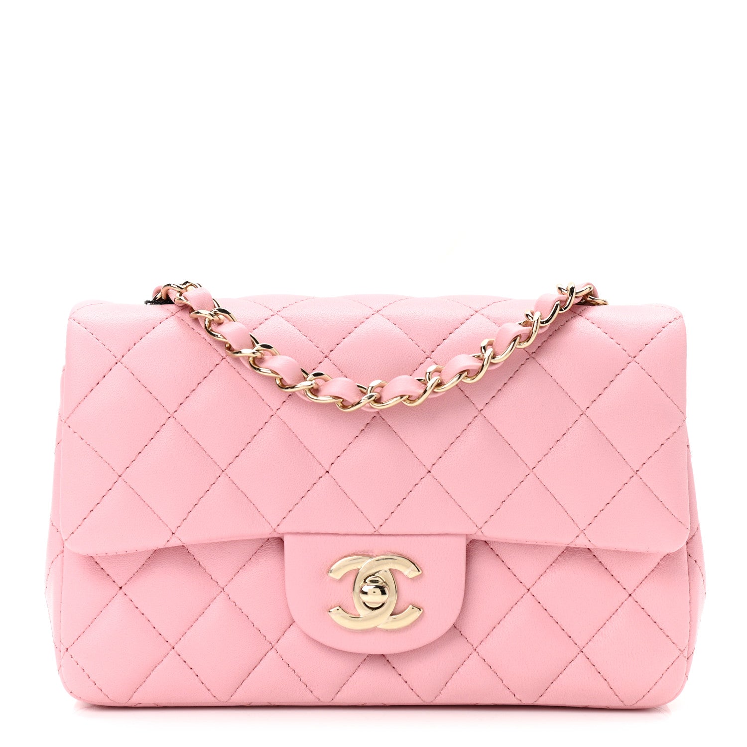 Chanel Lambskin Quilted Mini Rectangular Flap Pink 1 of 11