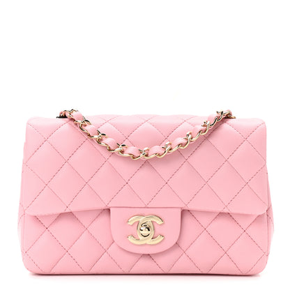 Chanel Lambskin Quilted Mini Rectangular Flap Pink 1 of 11