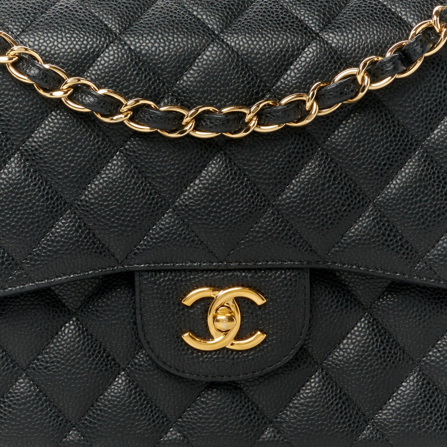 Caviar Quilted Jumbo Double Flap Black