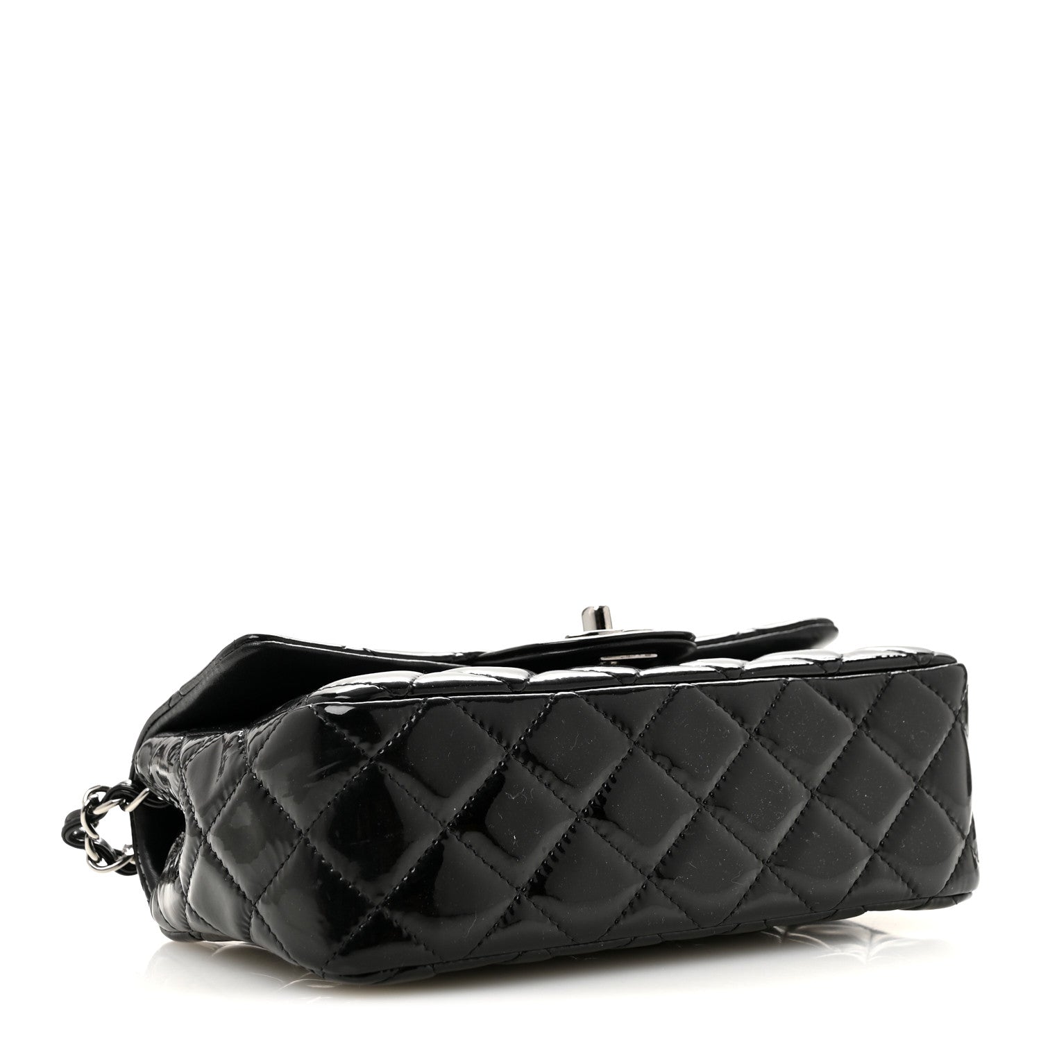 Chanel Patent Calfskin Quilted Mini Rectangular Flap Black 3 of 12