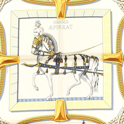 Hermes Silk Grand Apparat Forever Scarf 90 Creme Gold Multicolore 7 of 7