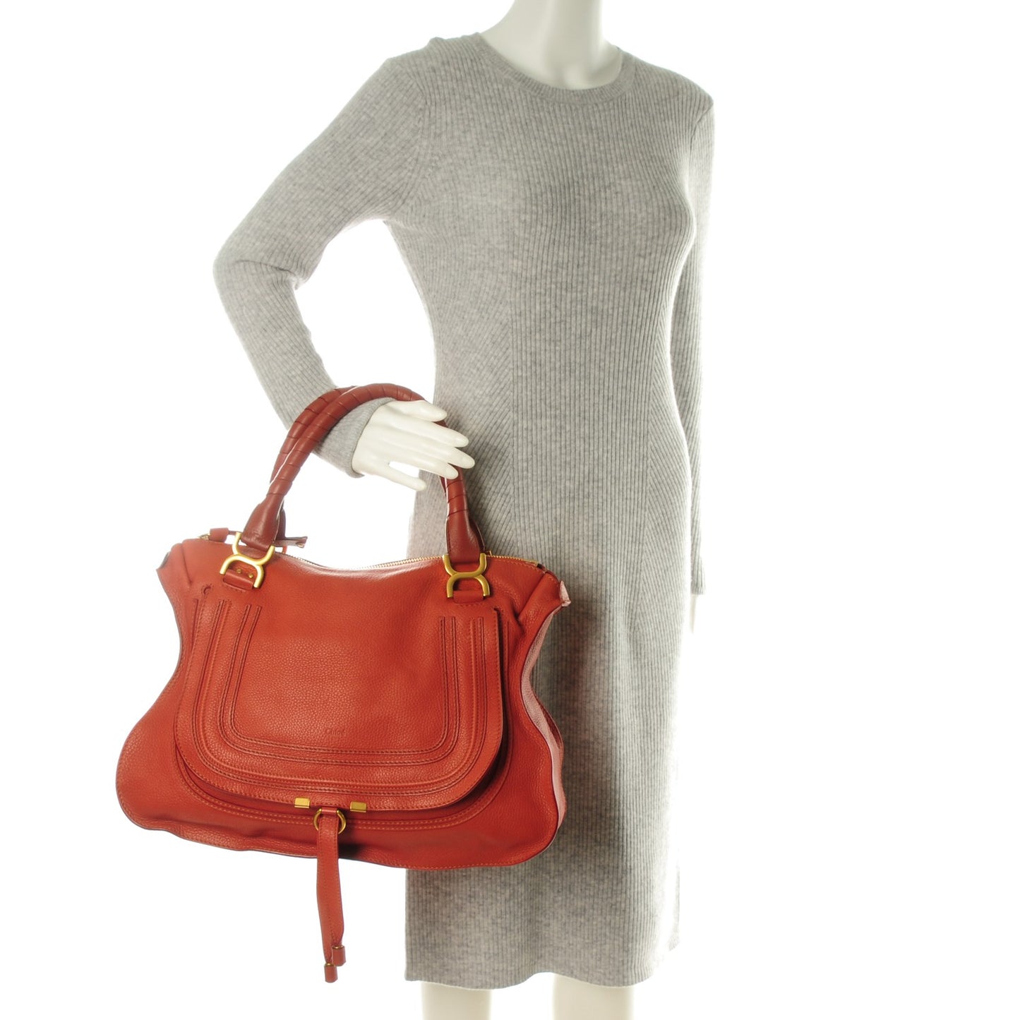 Calfskin Large Marcie Satchel Maple Leaf