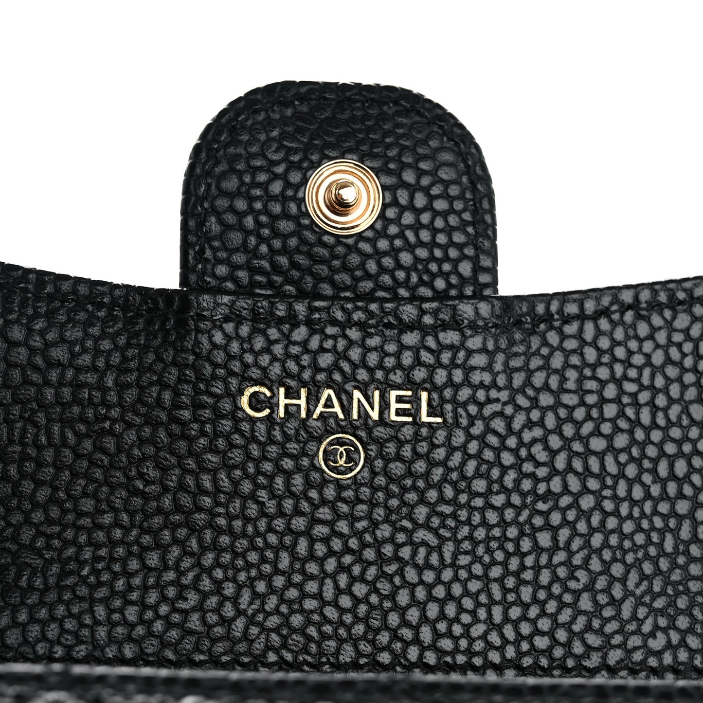 Caviar Quilted Compact Flap Wallet Black