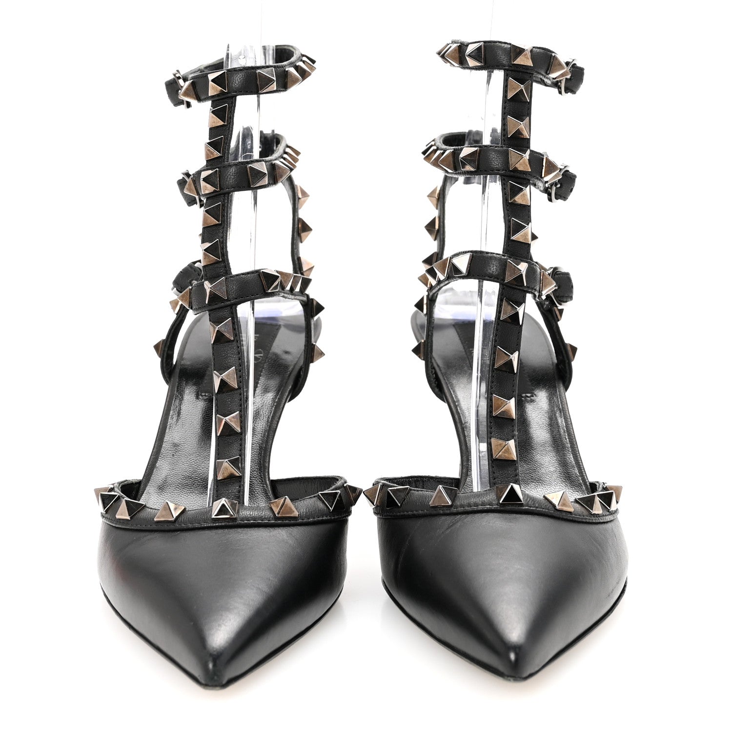 Valentino Garavani Calfskin Nappa Monochrome Rockstud Ankle Strap 65mm Pumps 37.5 Black 3 of 8