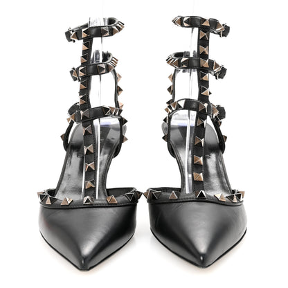 Valentino Garavani Calfskin Nappa Monochrome Rockstud Ankle Strap 65mm Pumps 37.5 Black 3 of 8