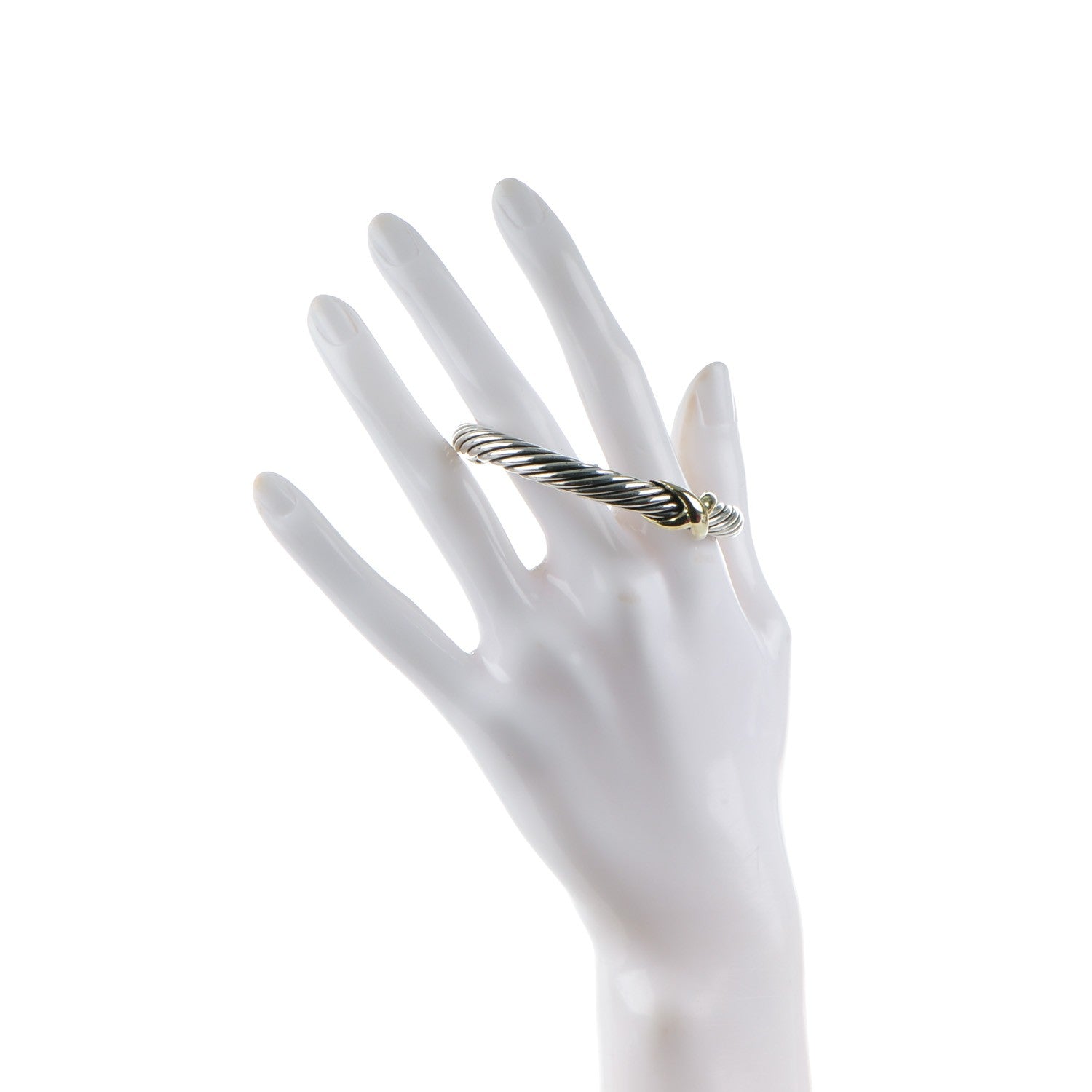 David Yurman Sterling Silver 14K Yellow Gold 5mm X Station Cable Bracelet 2 of 6