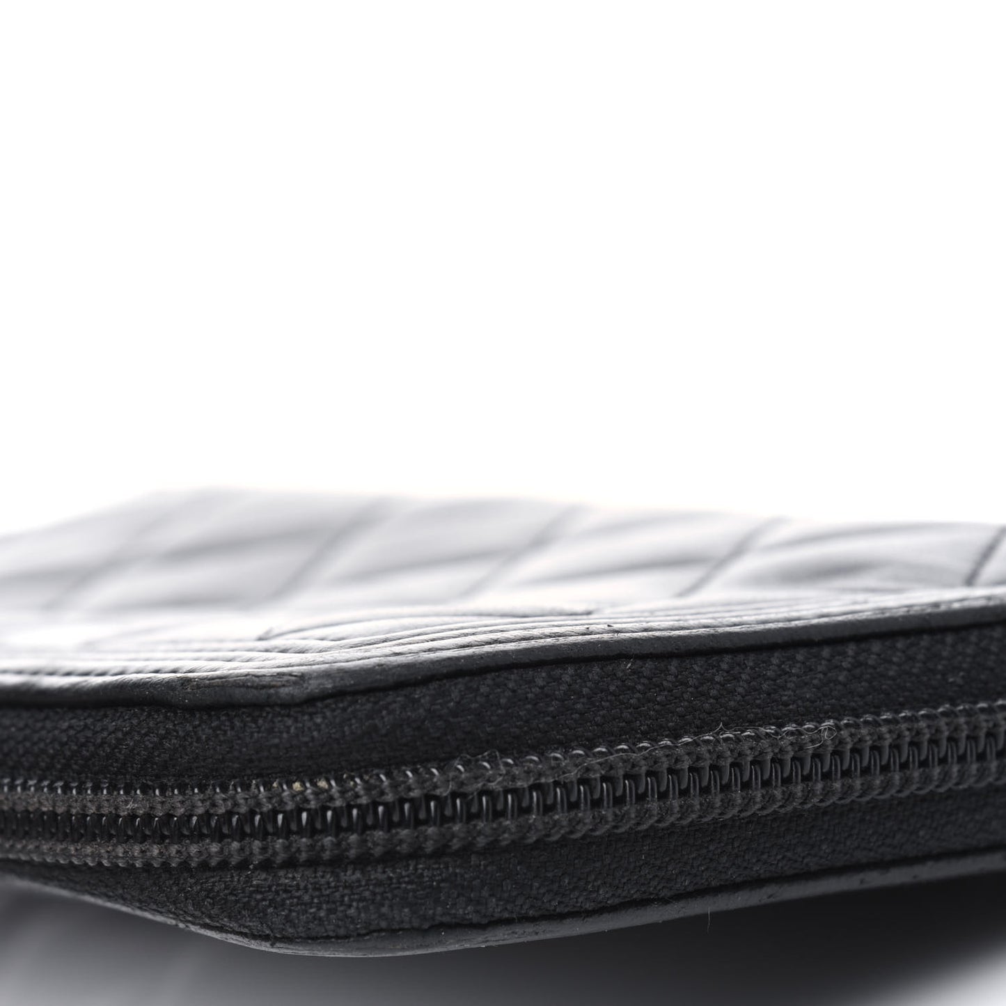 Lambskin Quilted Boy Zip Around Wallet Black