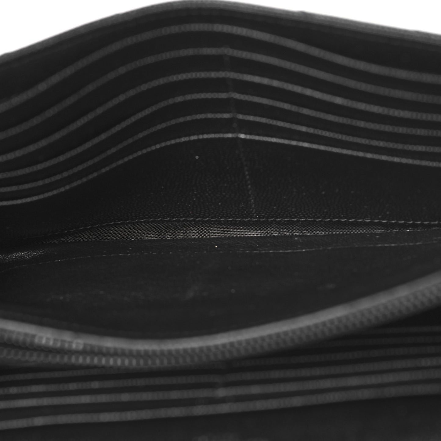 Grain De Poudre Matelasse Chevron Monogram Monochrome Chain Wallet Black