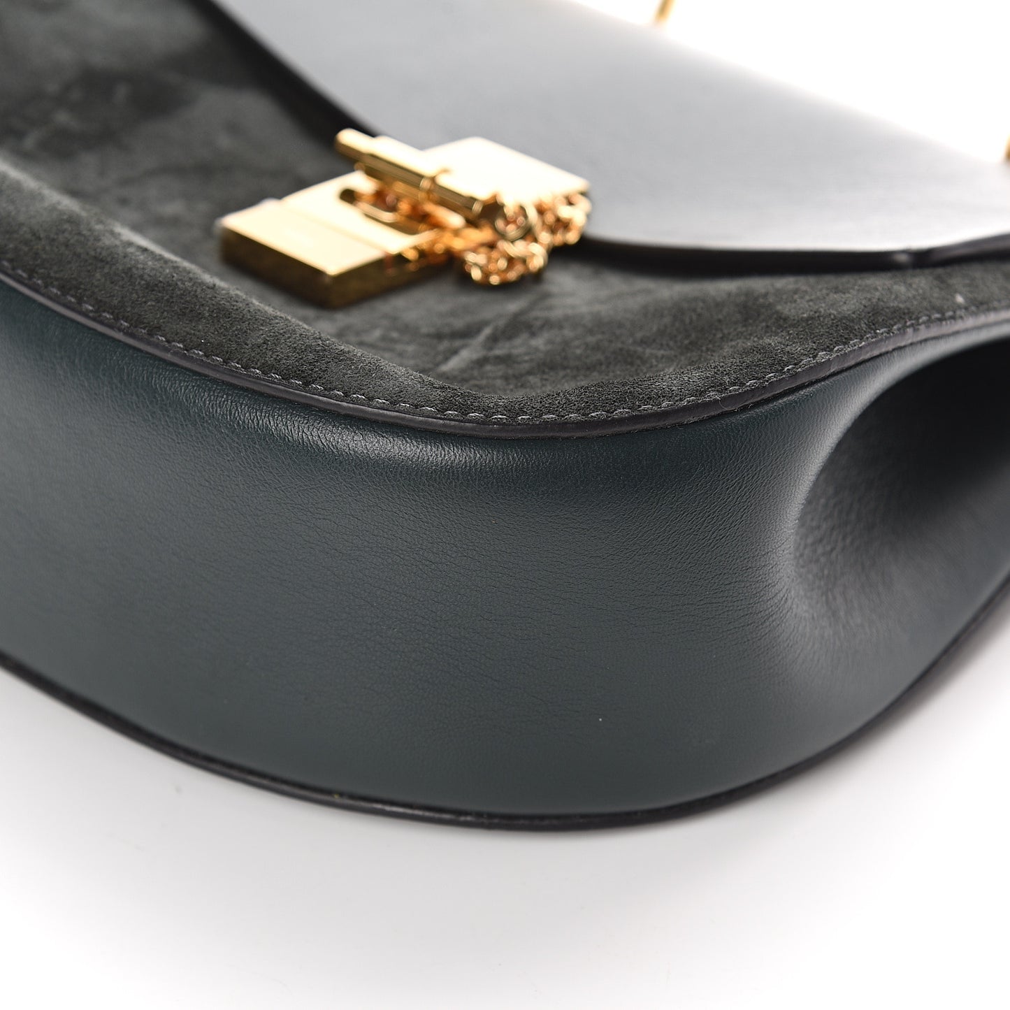 Suede Smooth Calfskin Drew Shoulder Bag Intense Green