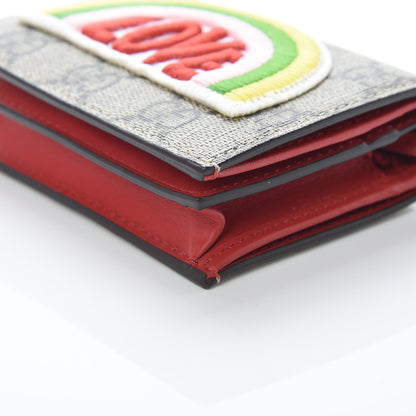 Gucci Soft GG Supreme Monogram Rainbow Embroidered Card Case Wallet 9 of 10