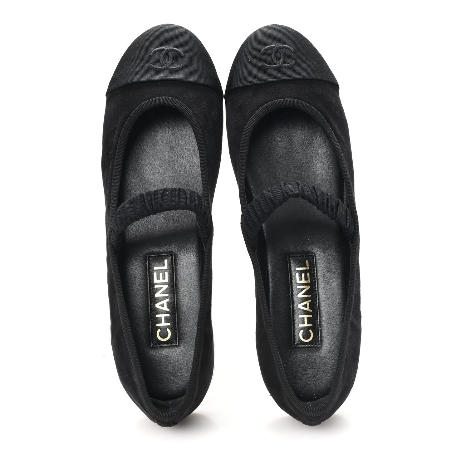 Suede Kidskin Grosgrain Mary Jane Flats 41 Black