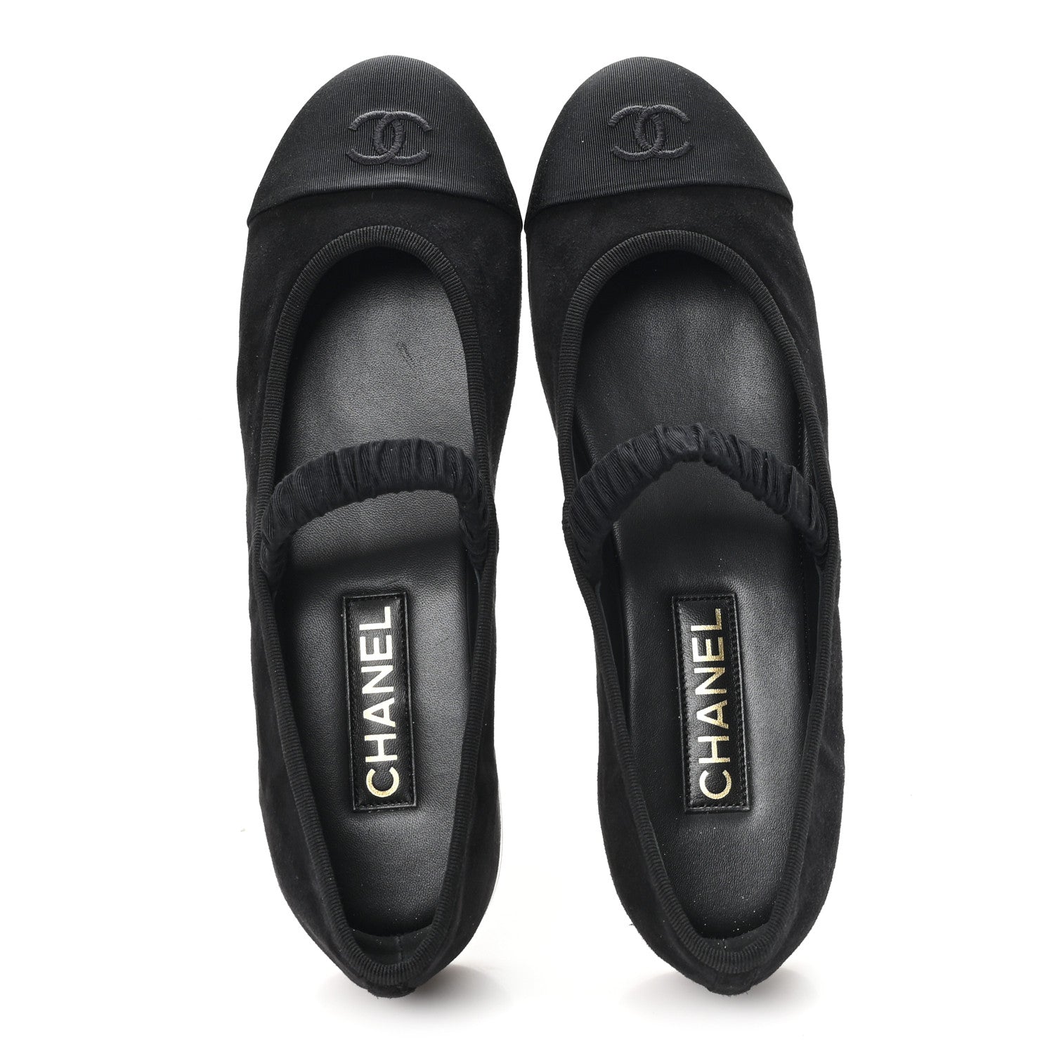 Chanel Suede Kidskin Grosgrain Mary Jane Flats 41 Black 2 of 10