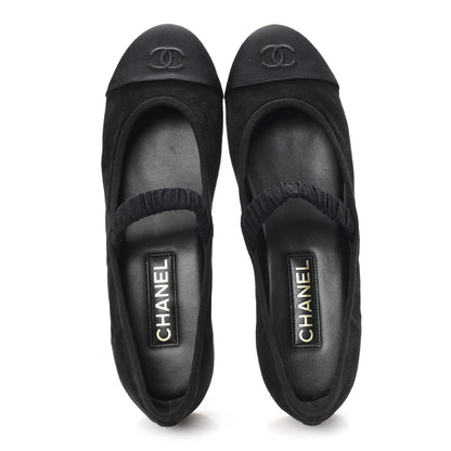 Chanel Suede Kidskin Grosgrain Mary Jane Flats 41 Black 2 of 10