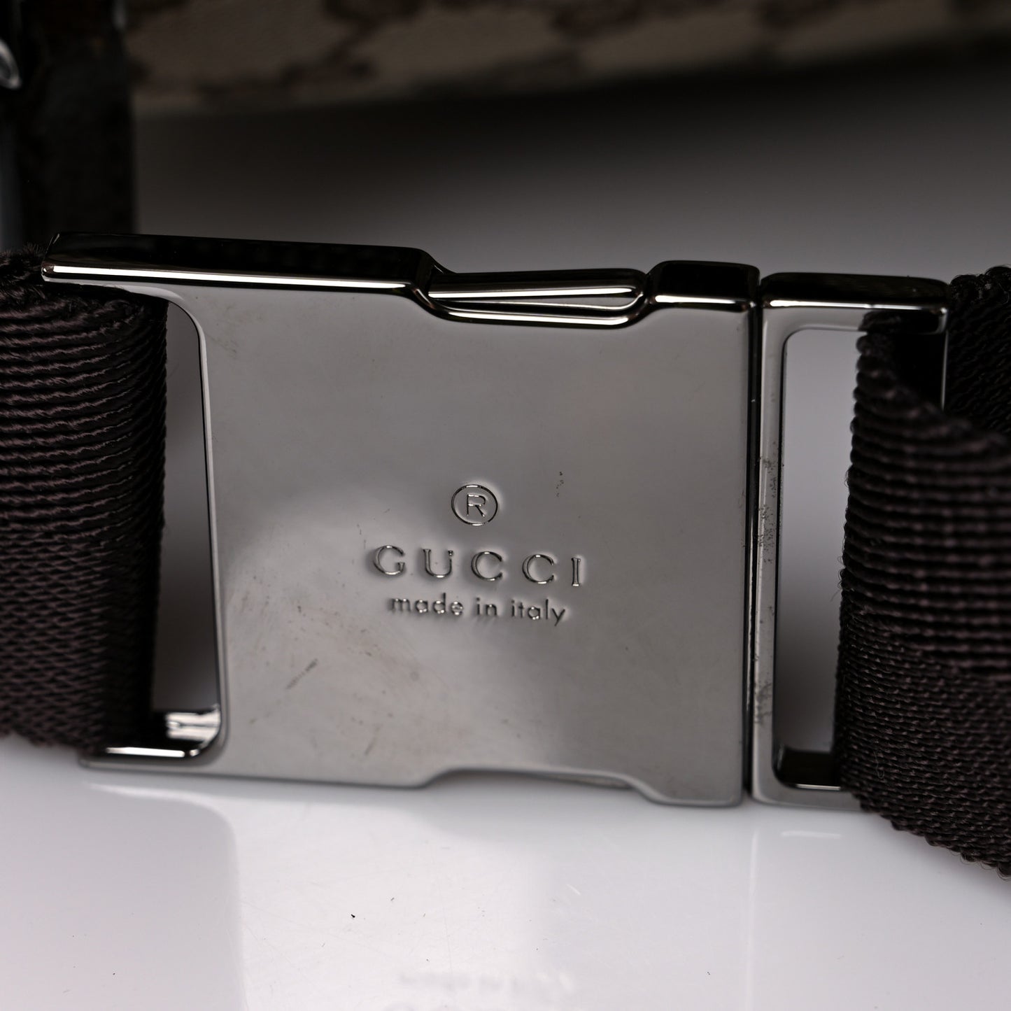 GG Monogram Double Pocket Belt Bag Dark Brown