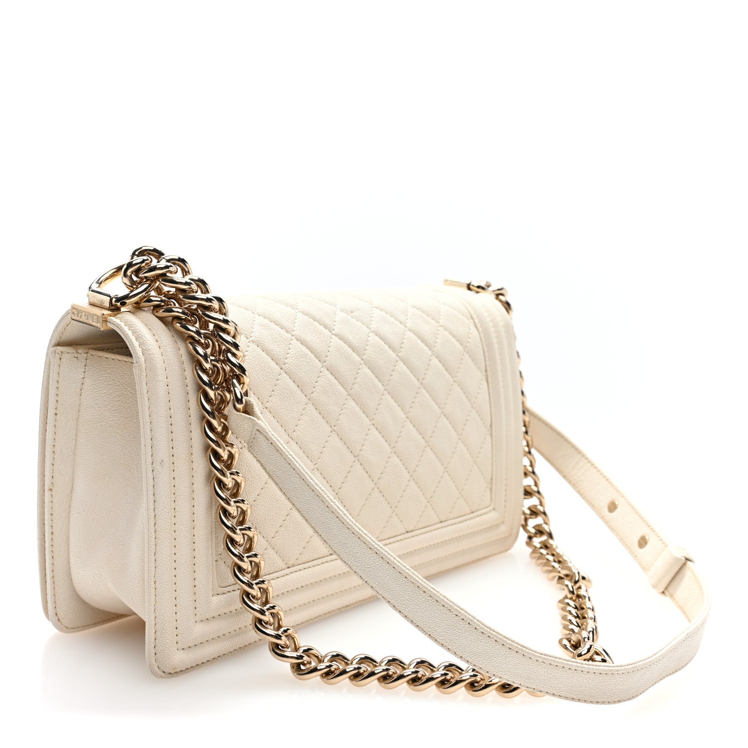 Chanel Caviar Quilted Medium Boy Flap White White 3 of 10